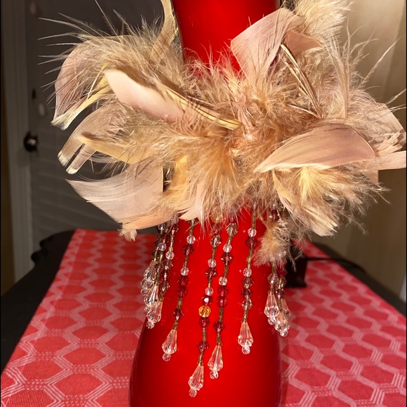 Feathers and Beading Wine bottle adornment - Picture 6 of 16